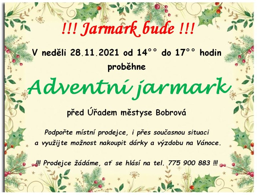 Advetní jarmark - zrušeno